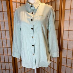 Mint Green Button-Up Blouse